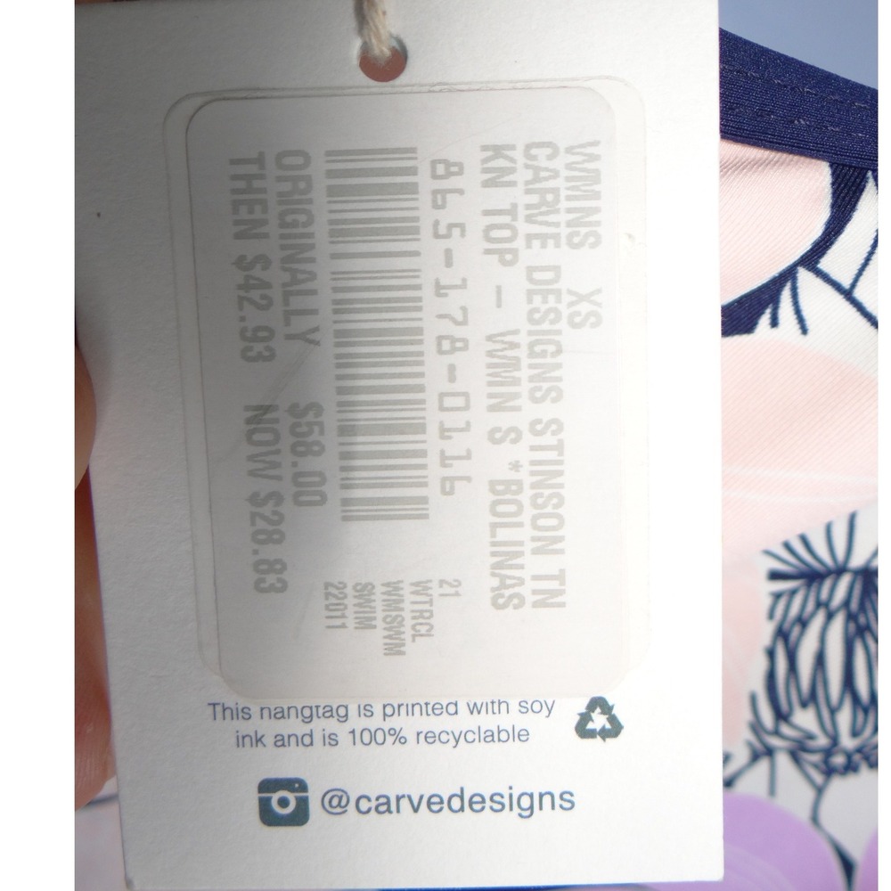 NWT-Carve Designs Stinson Tankini Top Bolinas Floral Navy Lavender Small - Picture 3 of 7